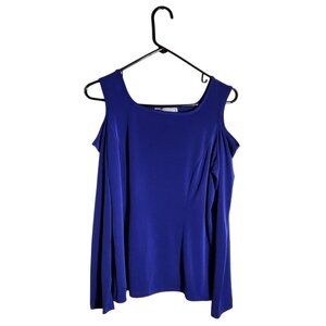Vintage Simonton Says Womens Top Medium Blue Polyester/Spandex